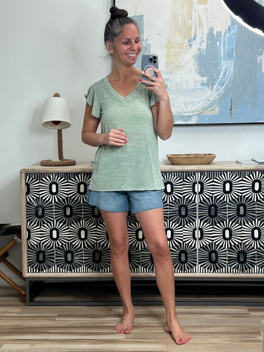 Take It In Flutter Sleeve Top
