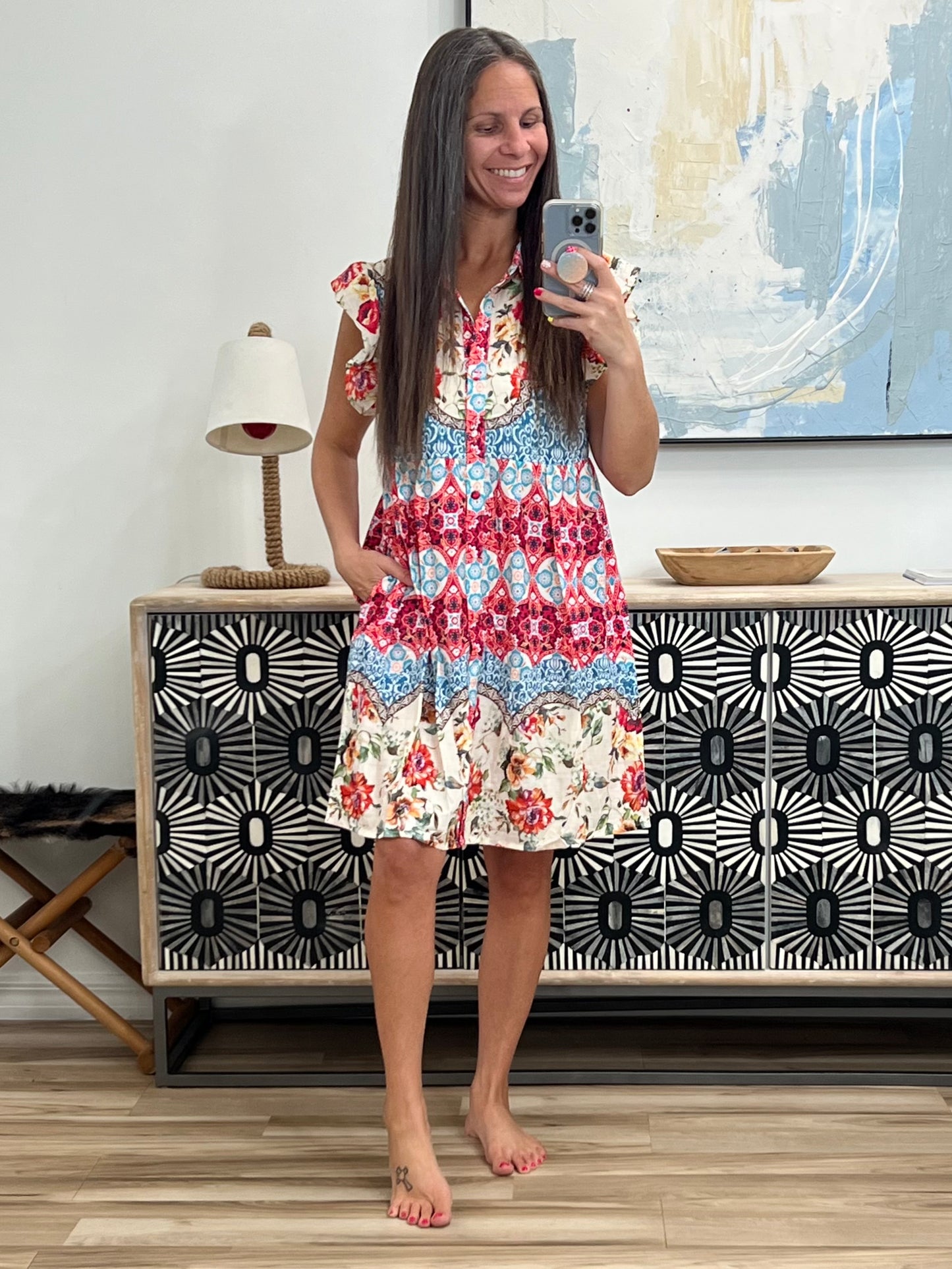 Wanted Whimsy Collared Printed Dress