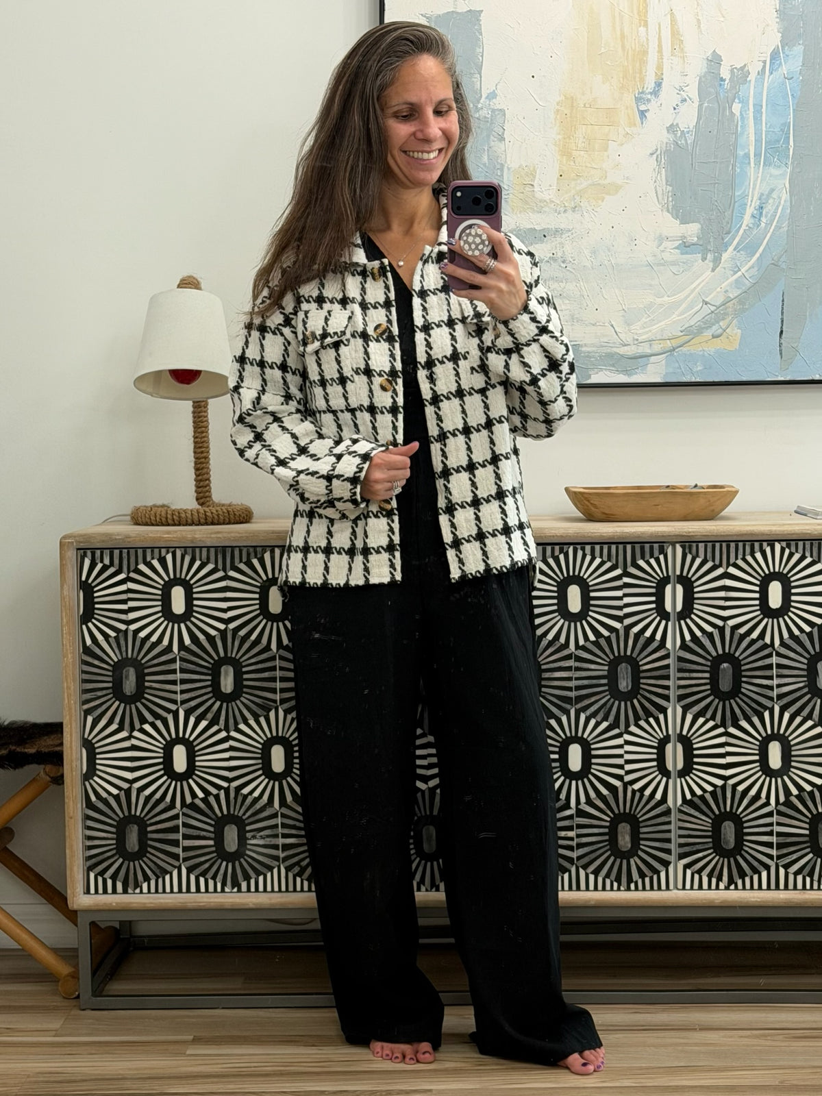 Plaid Button Up Long Sleeve Jacket