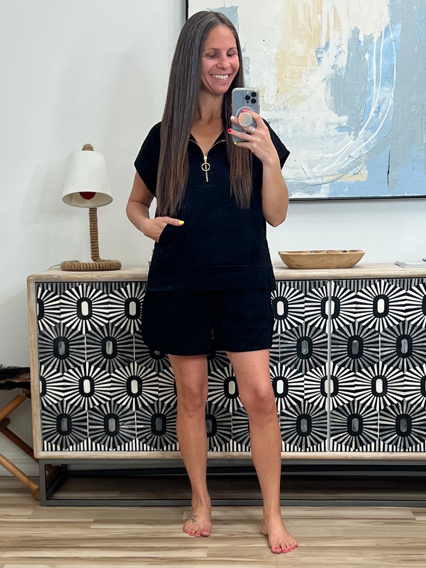 Twenty Four Karat Half Zip Top and Shorts Set