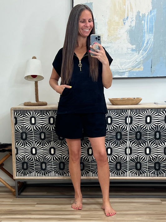 Twenty Four Karat Half Zip Top and Shorts Set