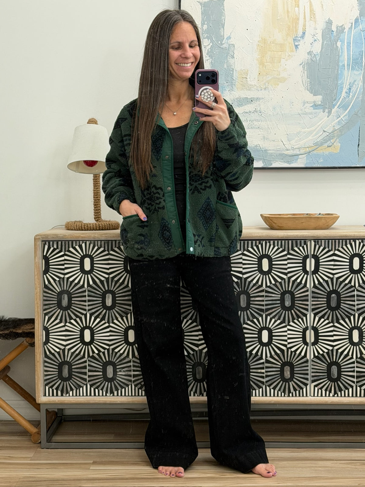 High Perspective Geometric Fleece Jacket
