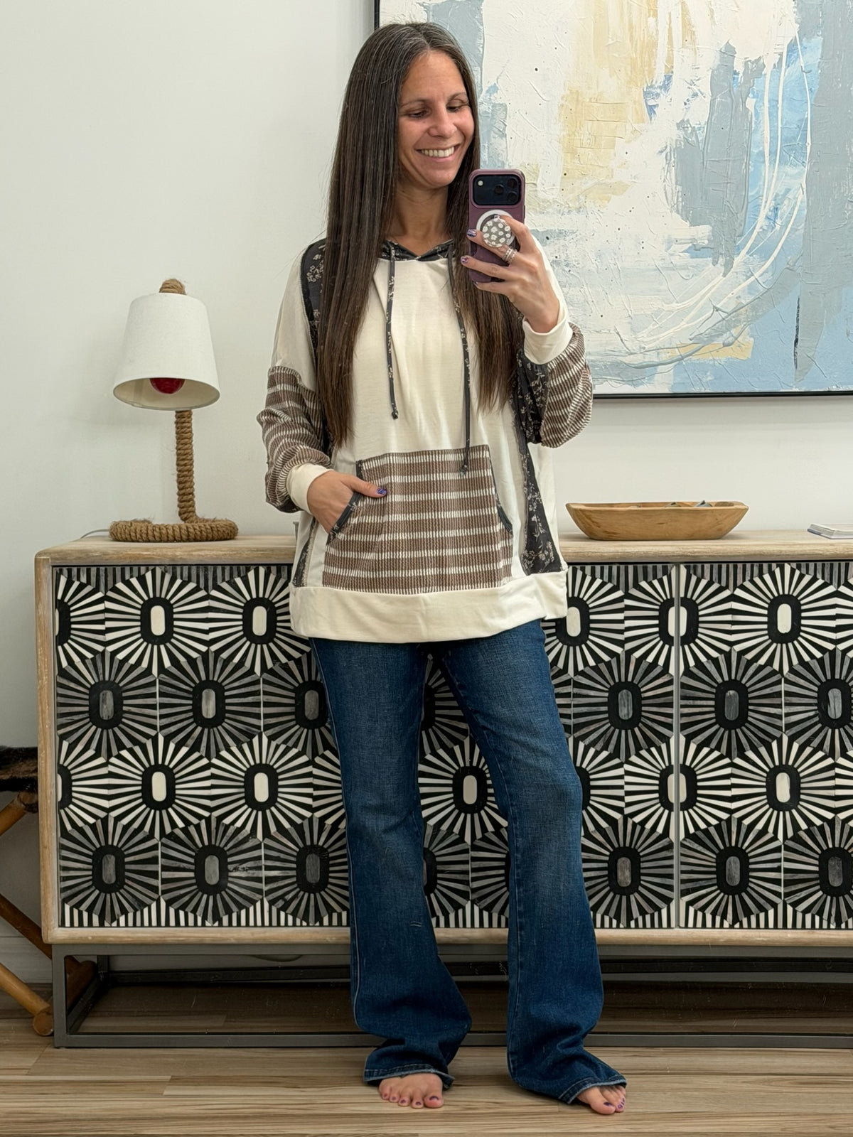Creatively Cozy Color Block Hooded Pullover
