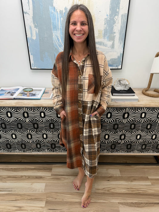 Cabin Fever Flannel Plaid Oversized Dress/Shacket