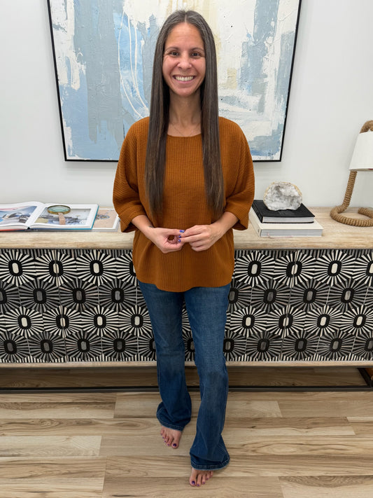 Lotta Love Knitted Sweater Top in Rust