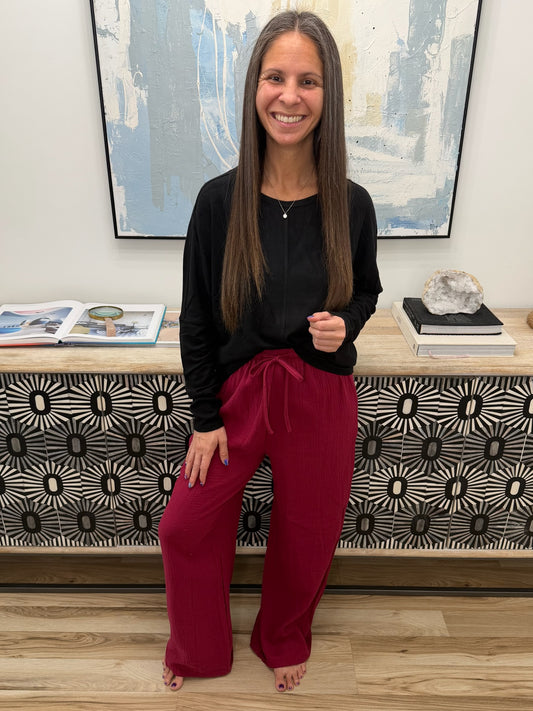 Wide-Leg Drawstring Pants