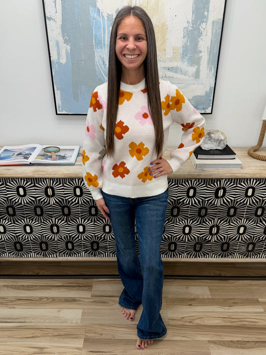 Falling Flowers Floral Sweater