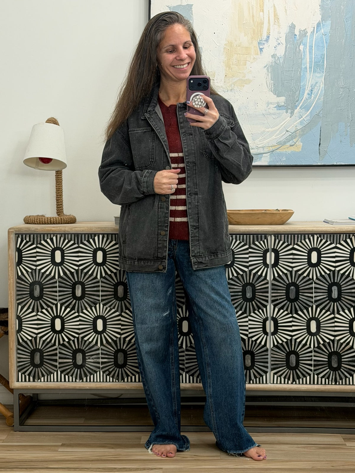 Button Up Denim Jacket with Pockets