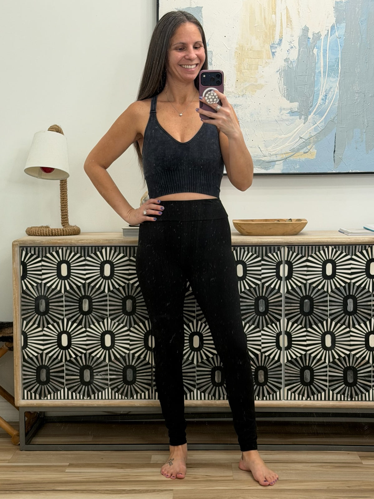 Fine Figure Mineral Wash Bralette in Charcoal
