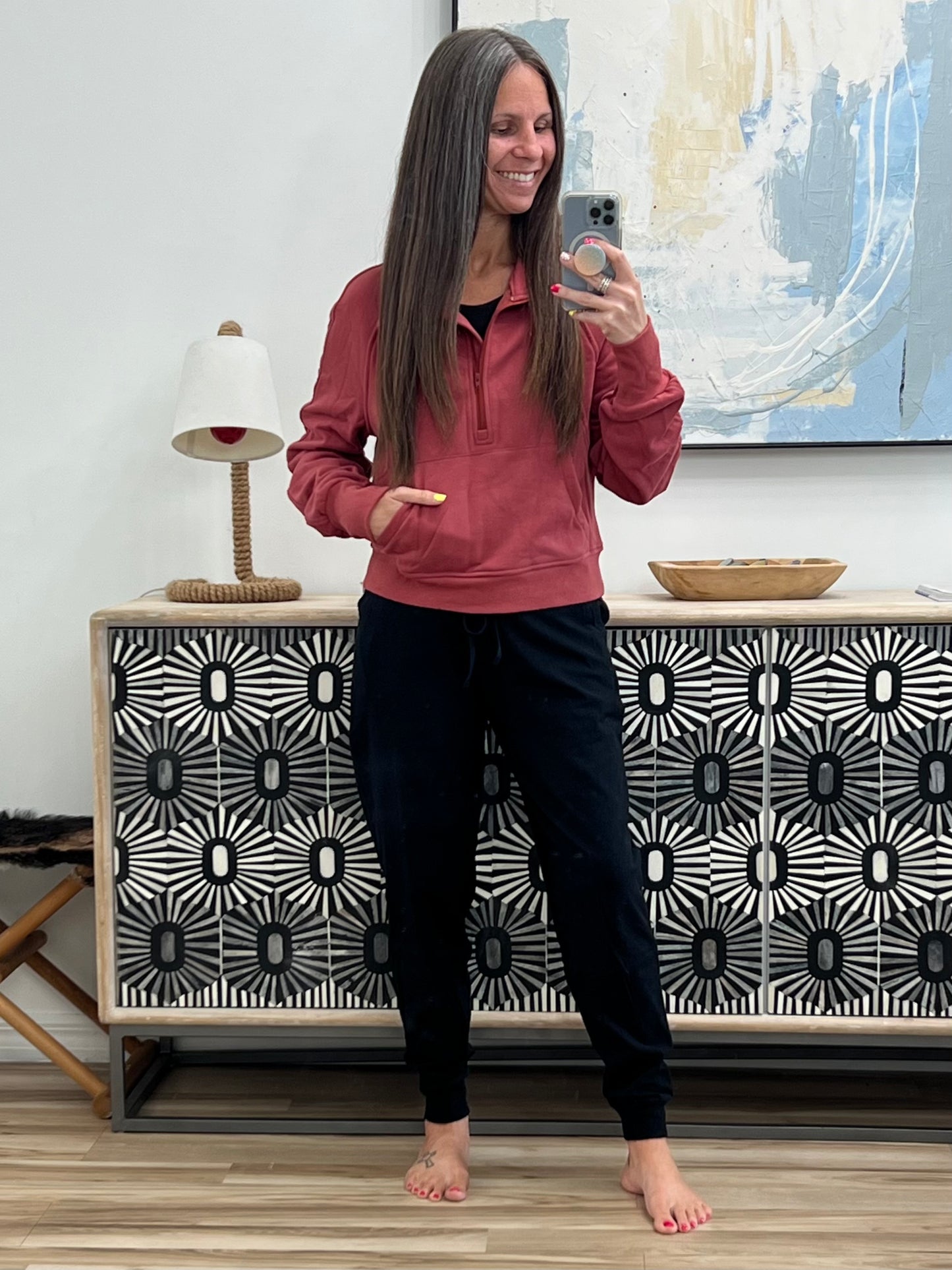 Under Her Spell Half Zip Pullover in Black