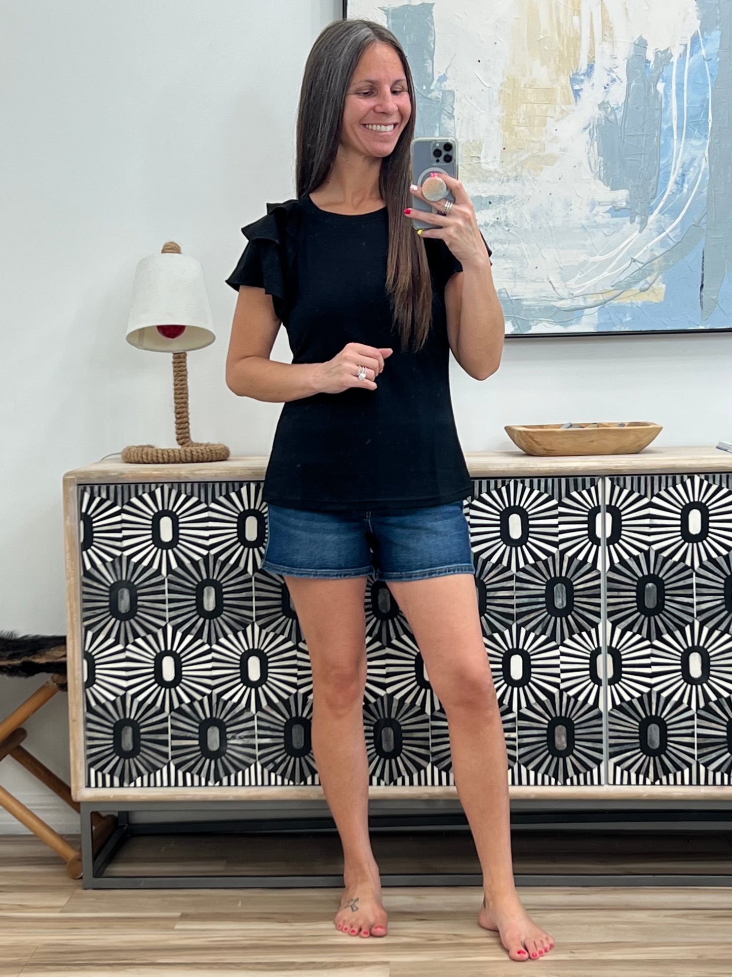 I'll Allow It Flutter Sleeve Tee In Black