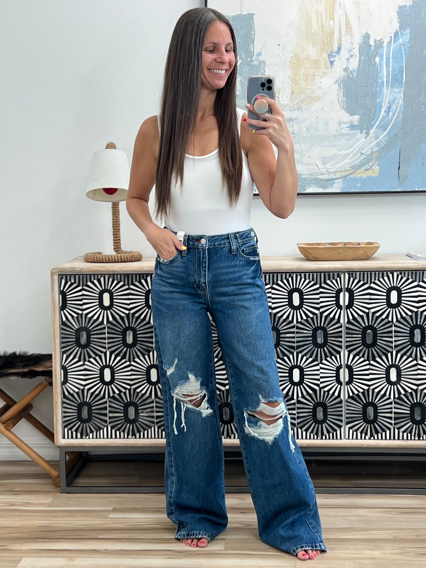 Roseanne High Waist Wide/Straight Fit With Adjustable Tabs