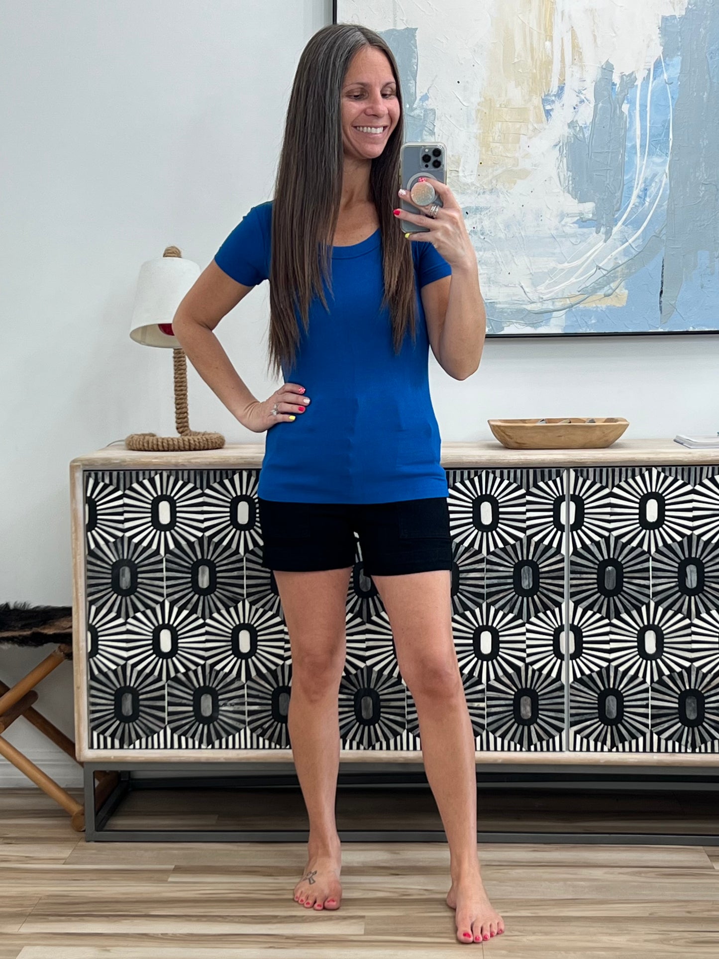 Basically A Part of Me Scoop Necked Tee in Classic Blue