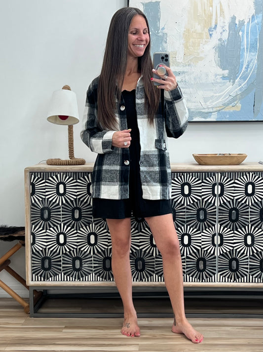 Plaid Button-Up Long Sleeve Shacket