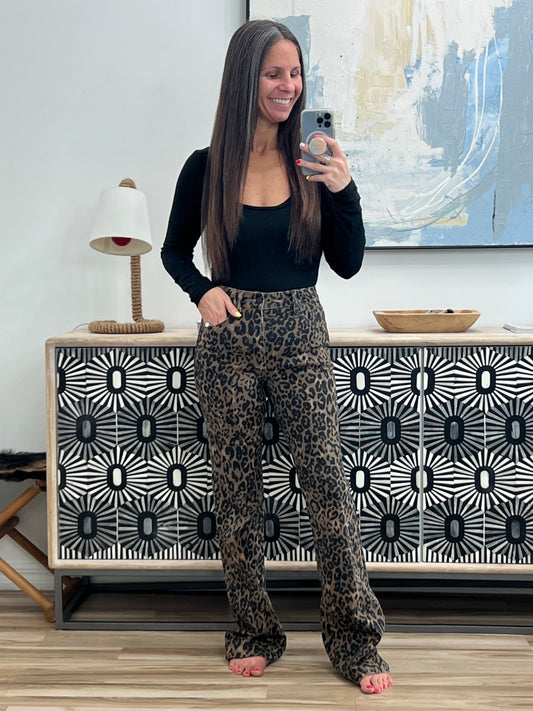 Roxy High Waist Bootcut Leopard Print
