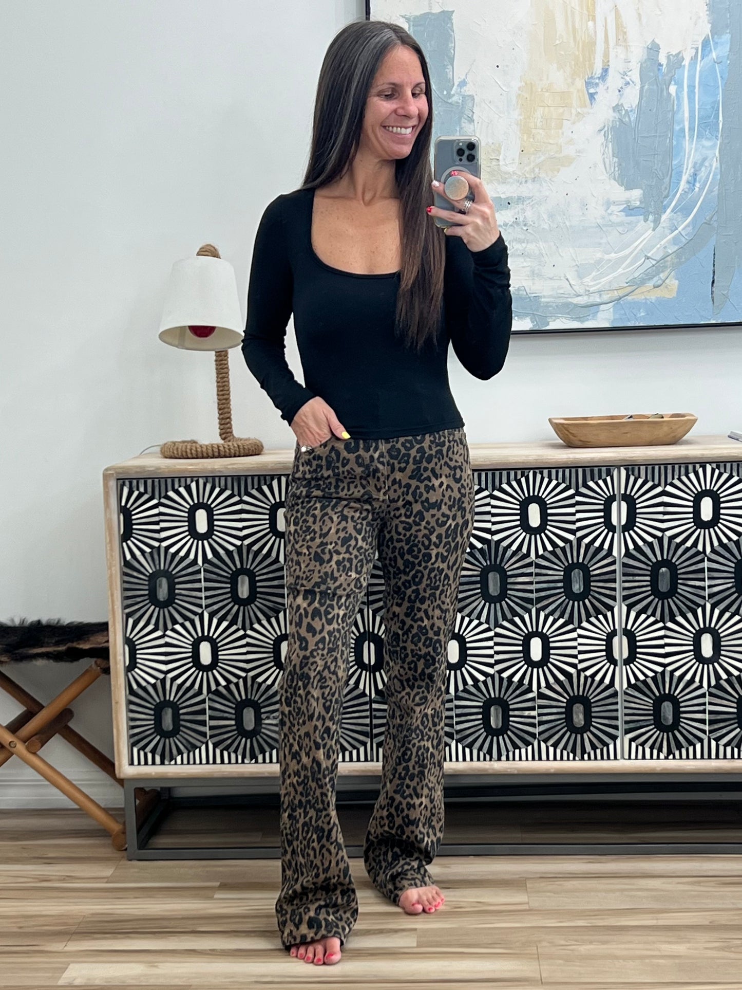 Roxy High Waist Bootcut Leopard Print