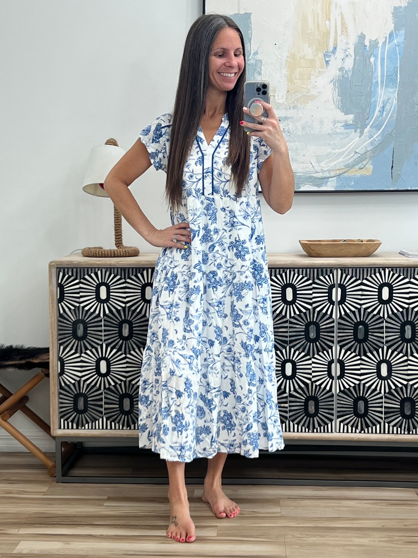 The Missing Piece Tiered Flutter Sleeve Dress