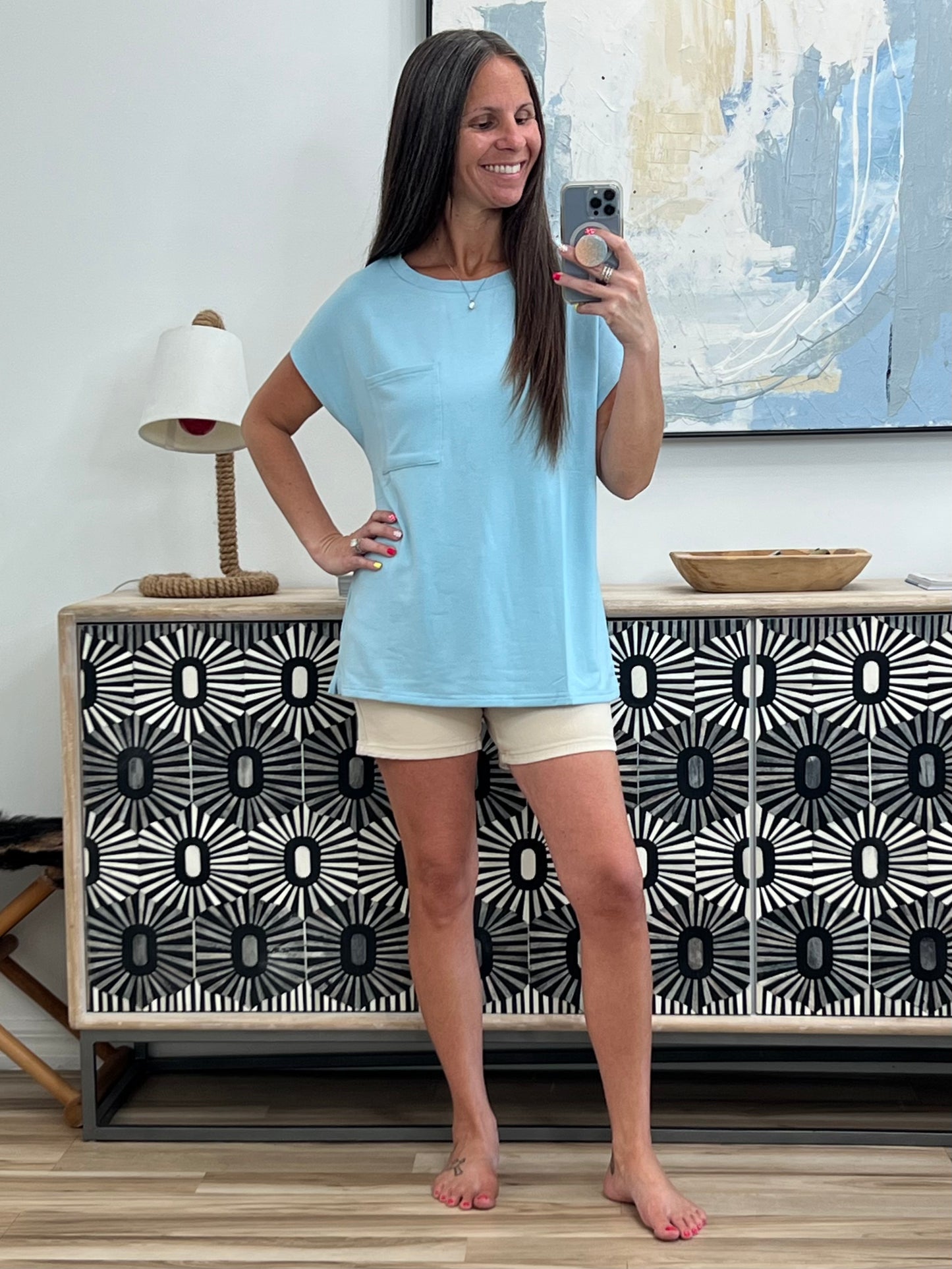 Not So Basic Pocket Tee in Blue