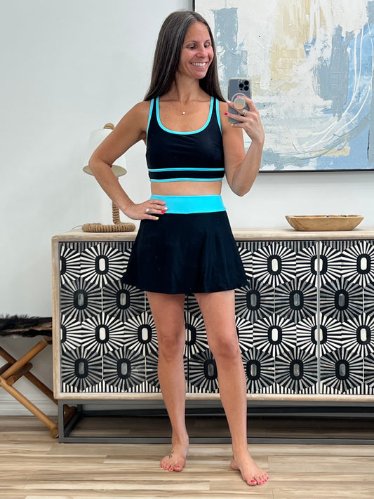 Scoop Neck Top and Skort Swim Set