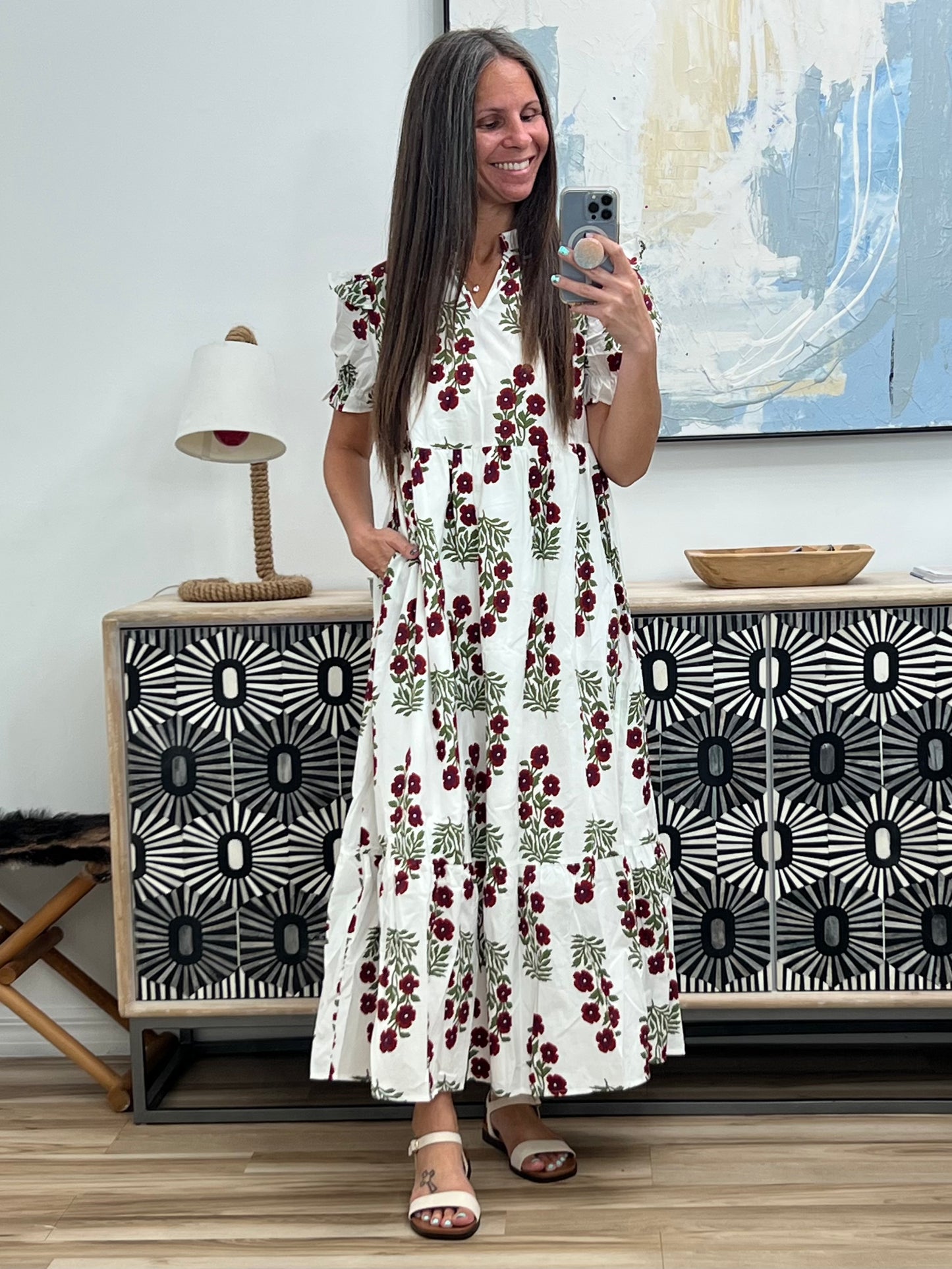 Quiet Life Notch Neck Tiered Dress in White
