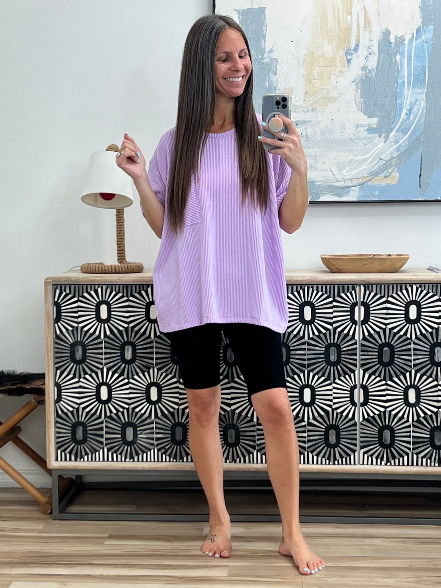 Not That complicated Textured Boxy Tee in Lavender