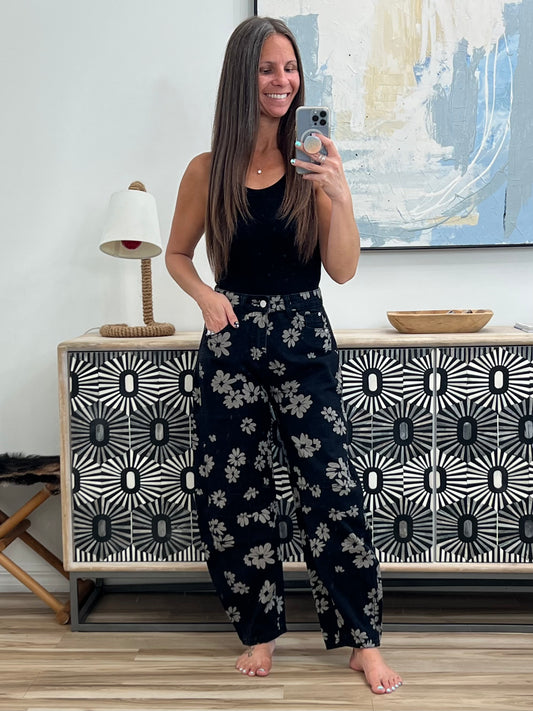 Printed Wide Leg Jeans