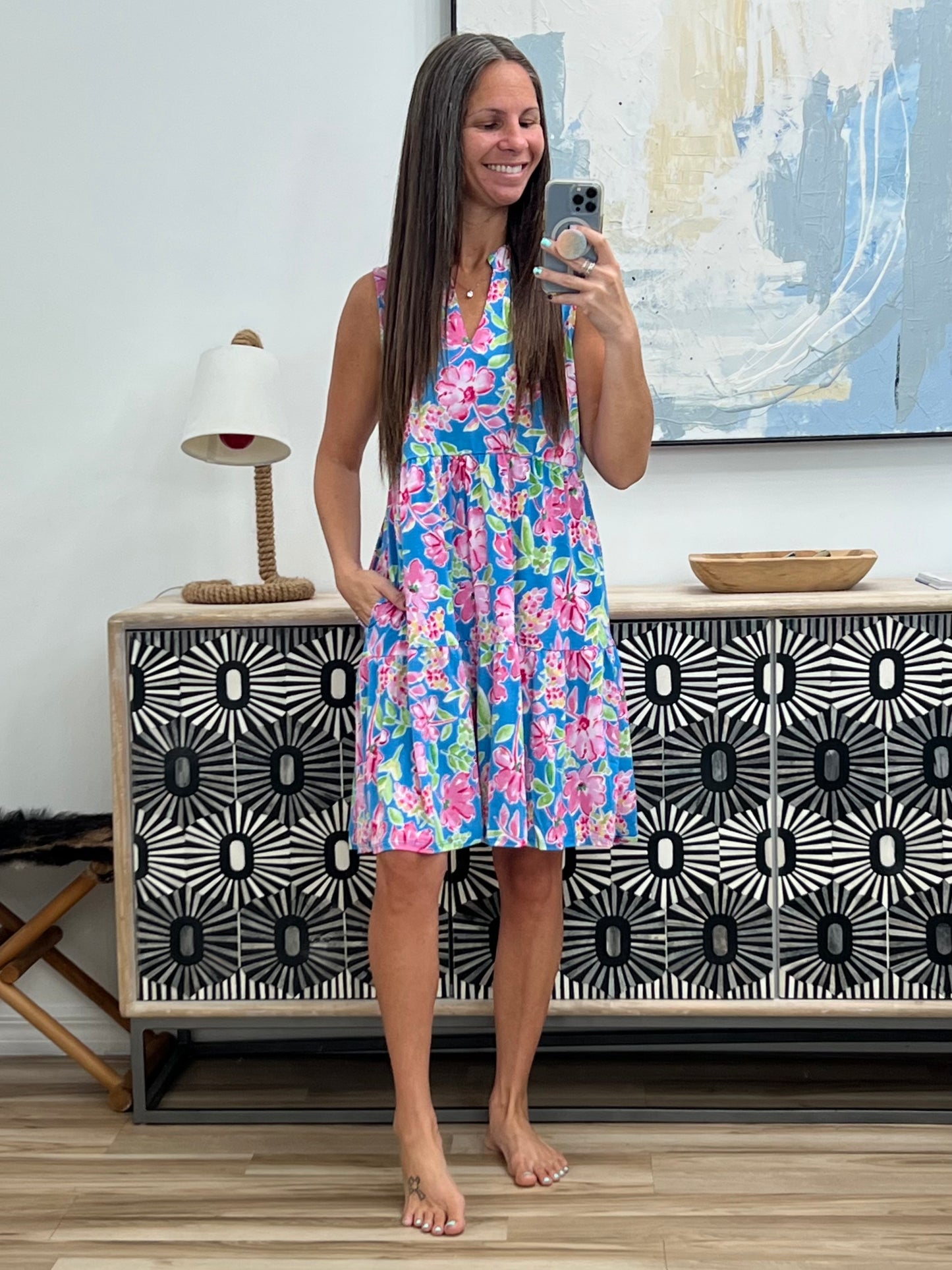Lizzy Three Tier Tank Dress in Falling Floral