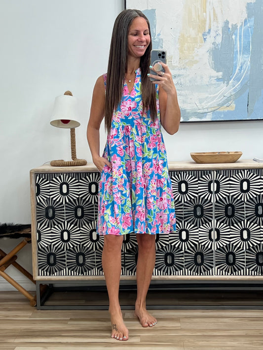 Lizzy Three Tier Tank Dress in Falling Floral