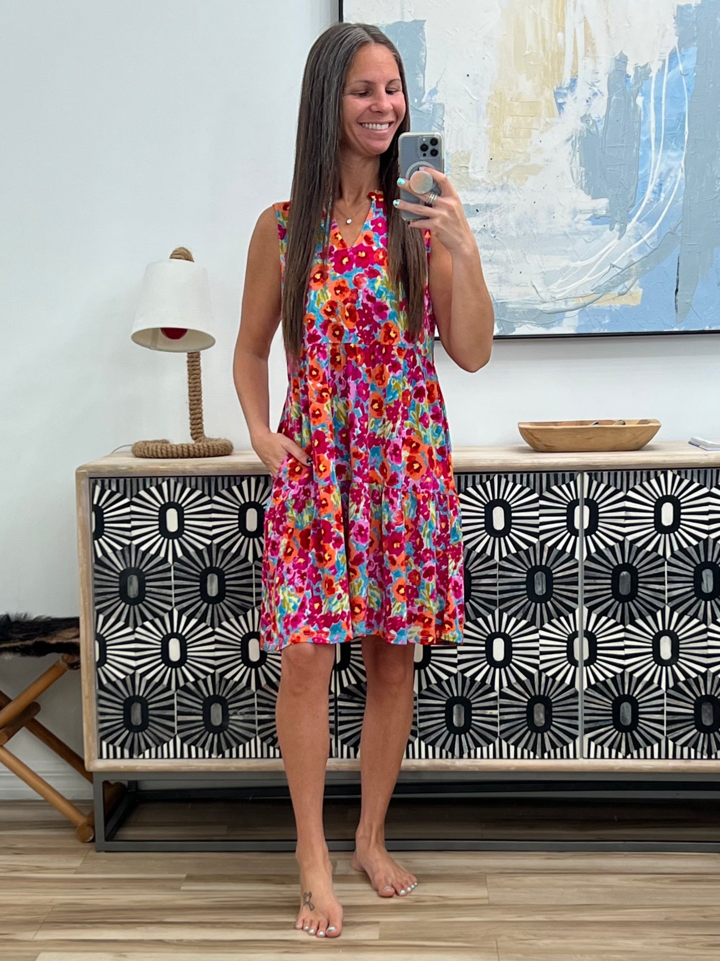 Lizzy Three Tier Tank Dress in Morning Glory