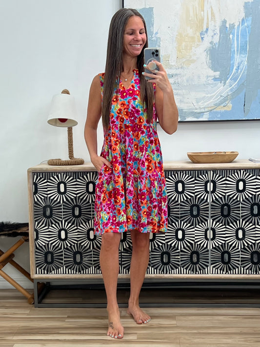 Lizzy Three Tier Tank Dress in Morning Glory