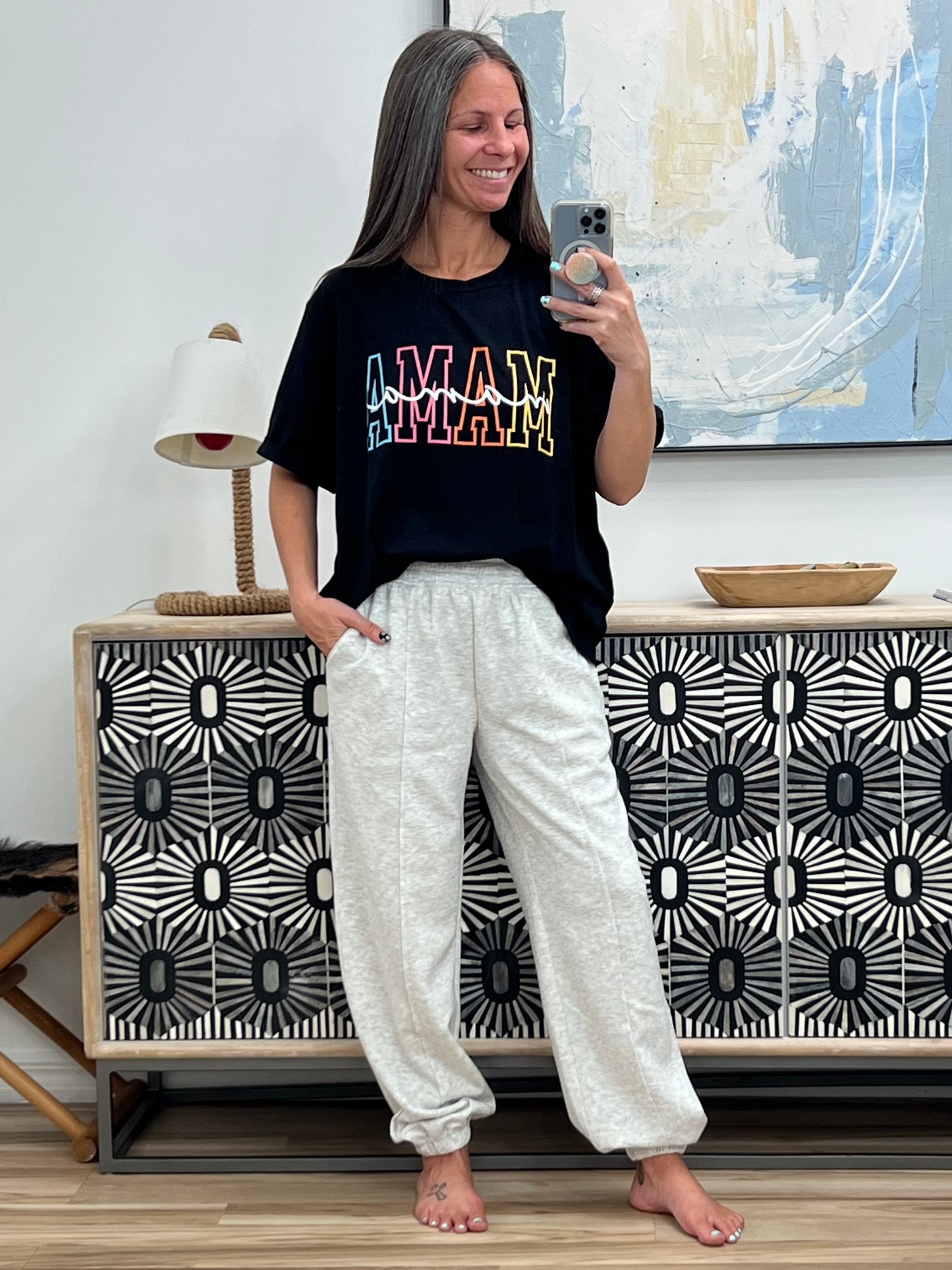 MAMA Round Neck Short Sleeve T-Shirt