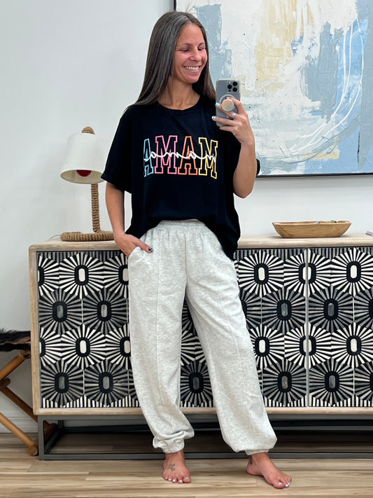 MAMA Round Neck Short Sleeve T-Shirt