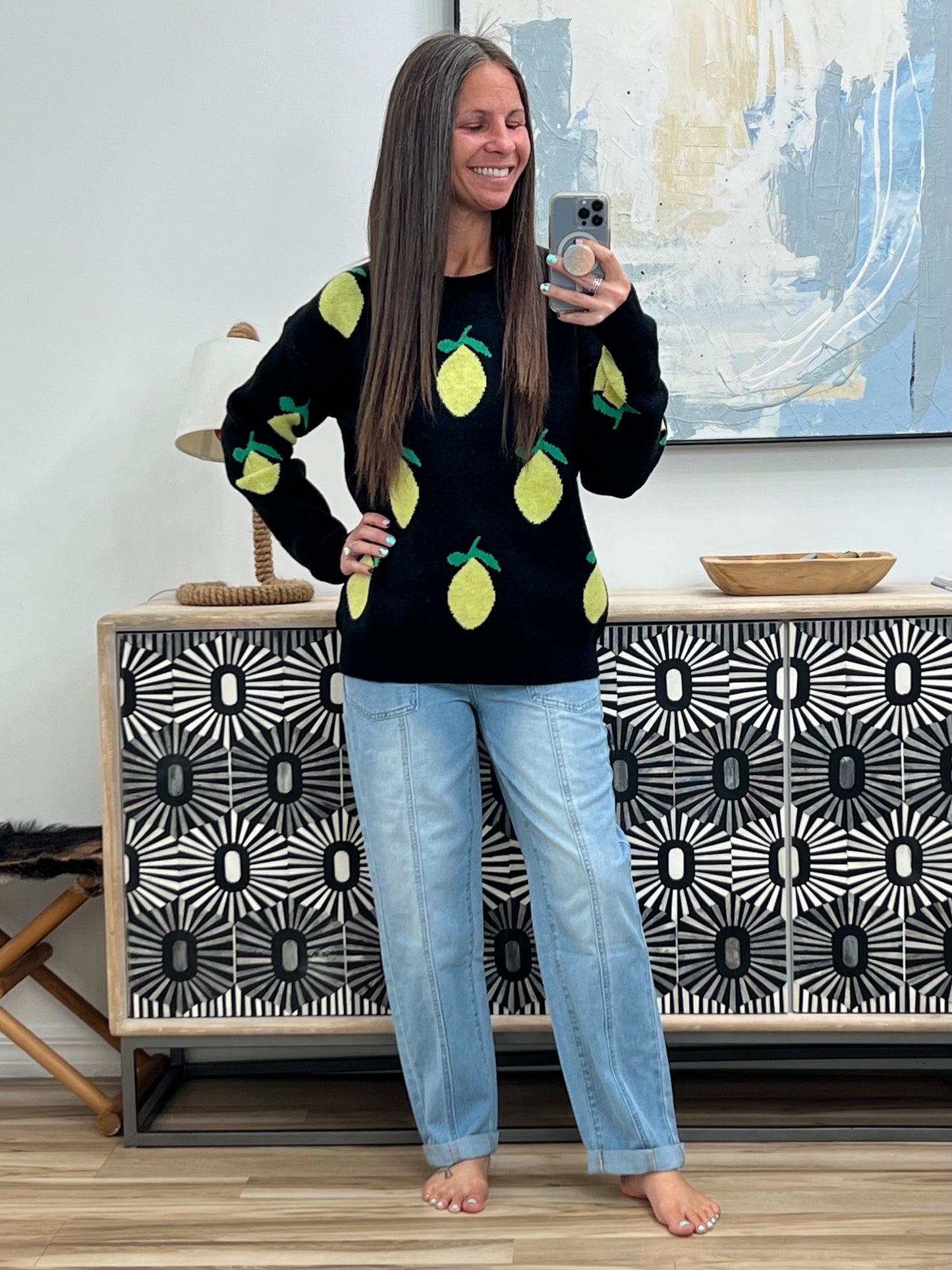Drawstring Straight Leg Jeans