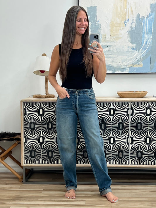 Doris Mid Rise Boyfriend with Adjustable Back Tab + Hollywood WB
