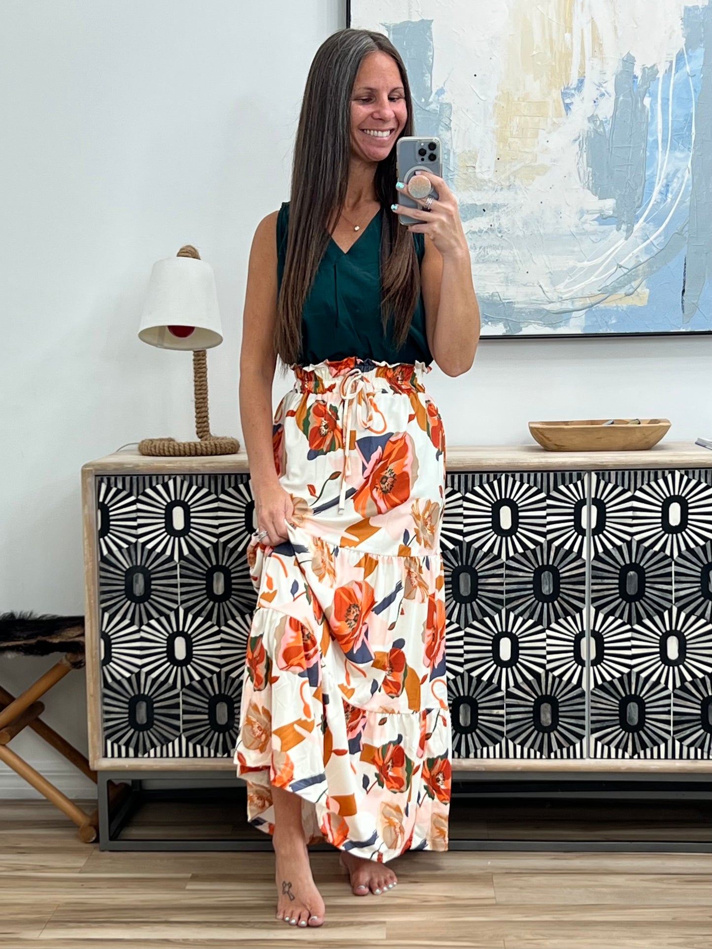 Floral Print Tiered Skirt