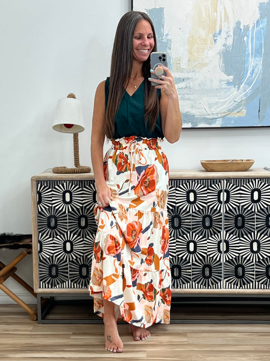 Floral Print Tiered Skirt