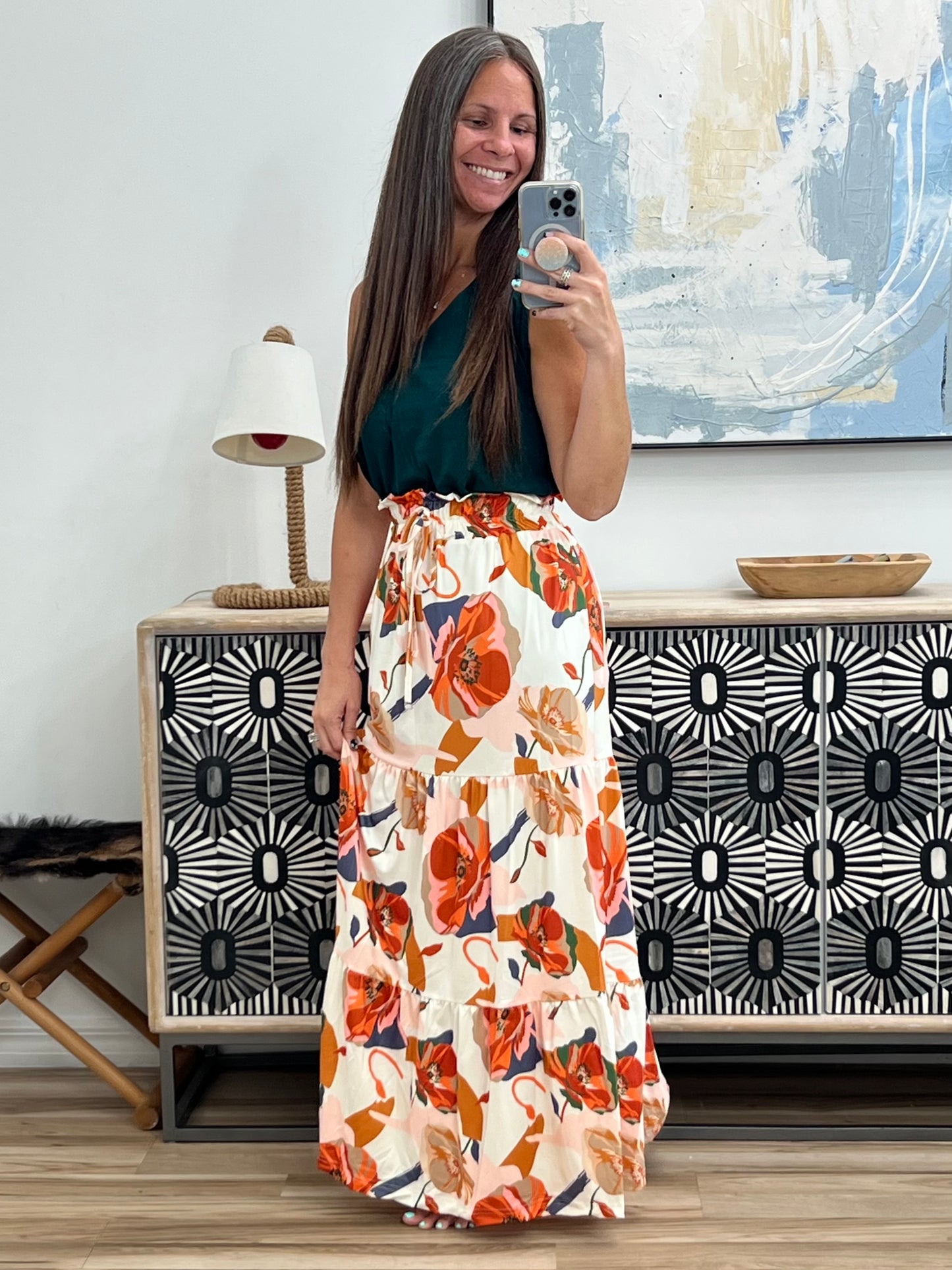Floral Print Tiered Skirt