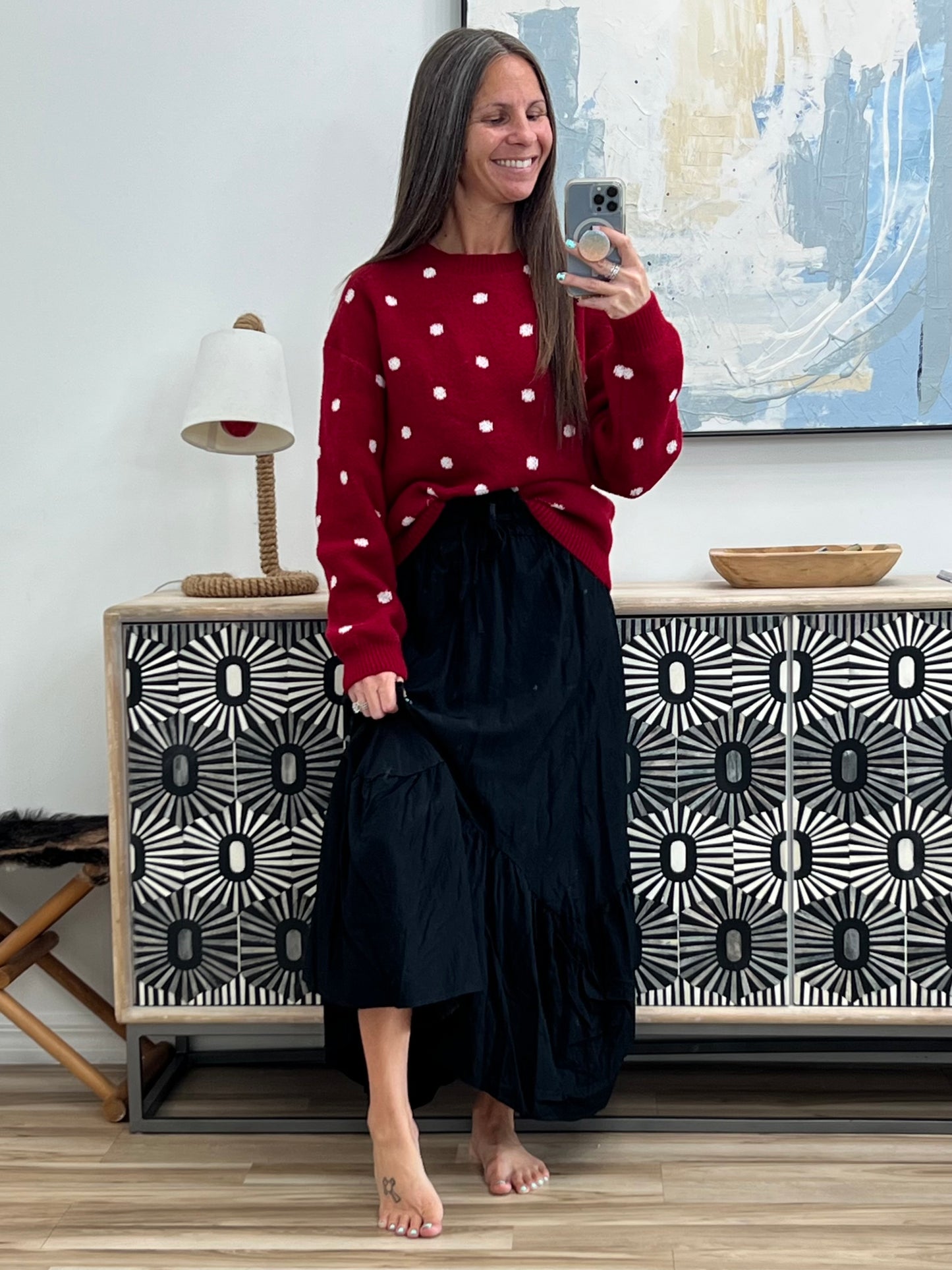 Polka Dot Round Neck Sweater