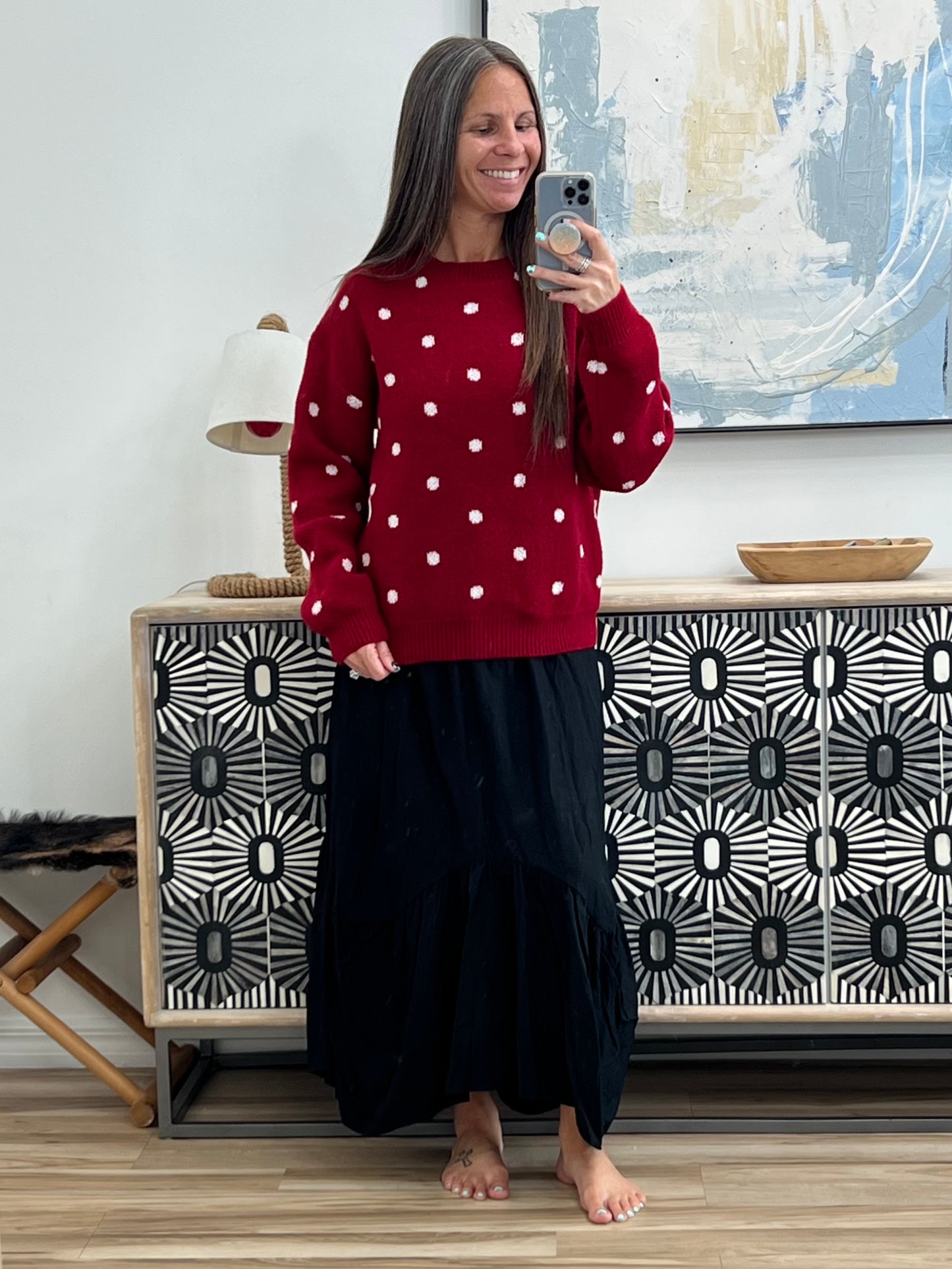 Polka Dot Round Neck Sweater