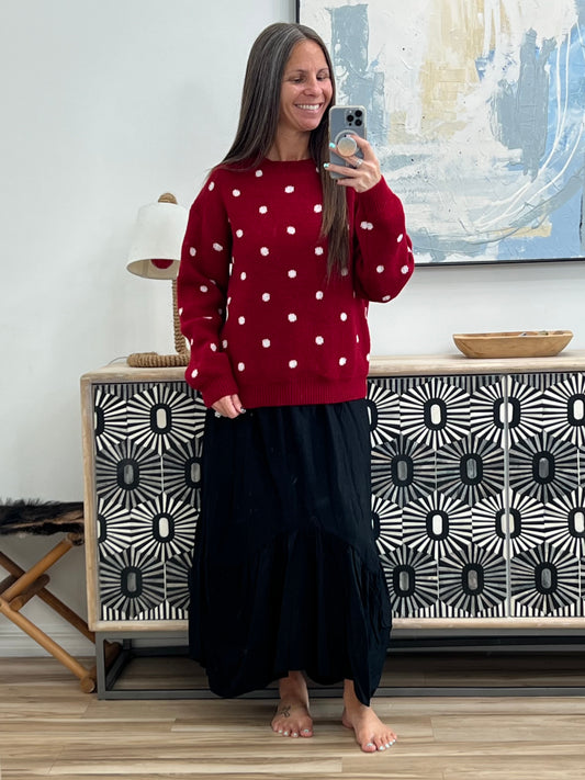 Polka Dot Round Neck Sweater