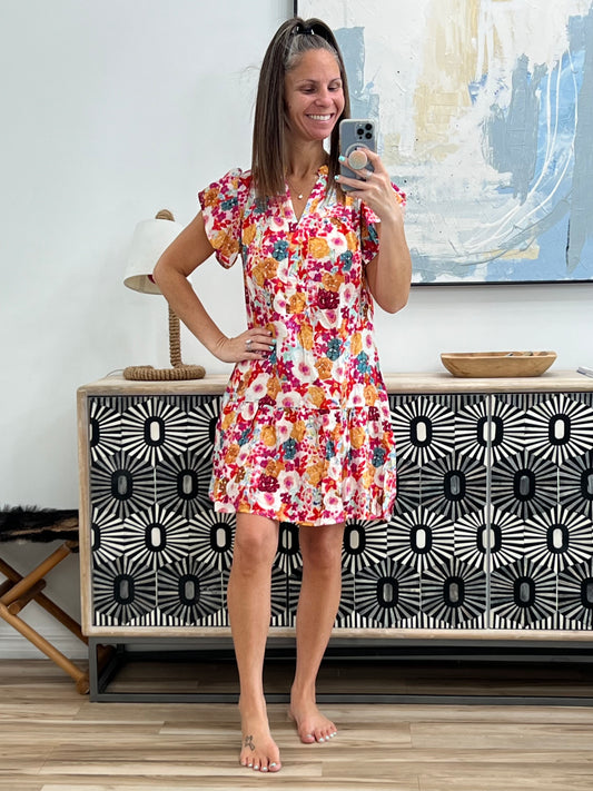 Start of Something Great Flutter Sleeve Floral Dress