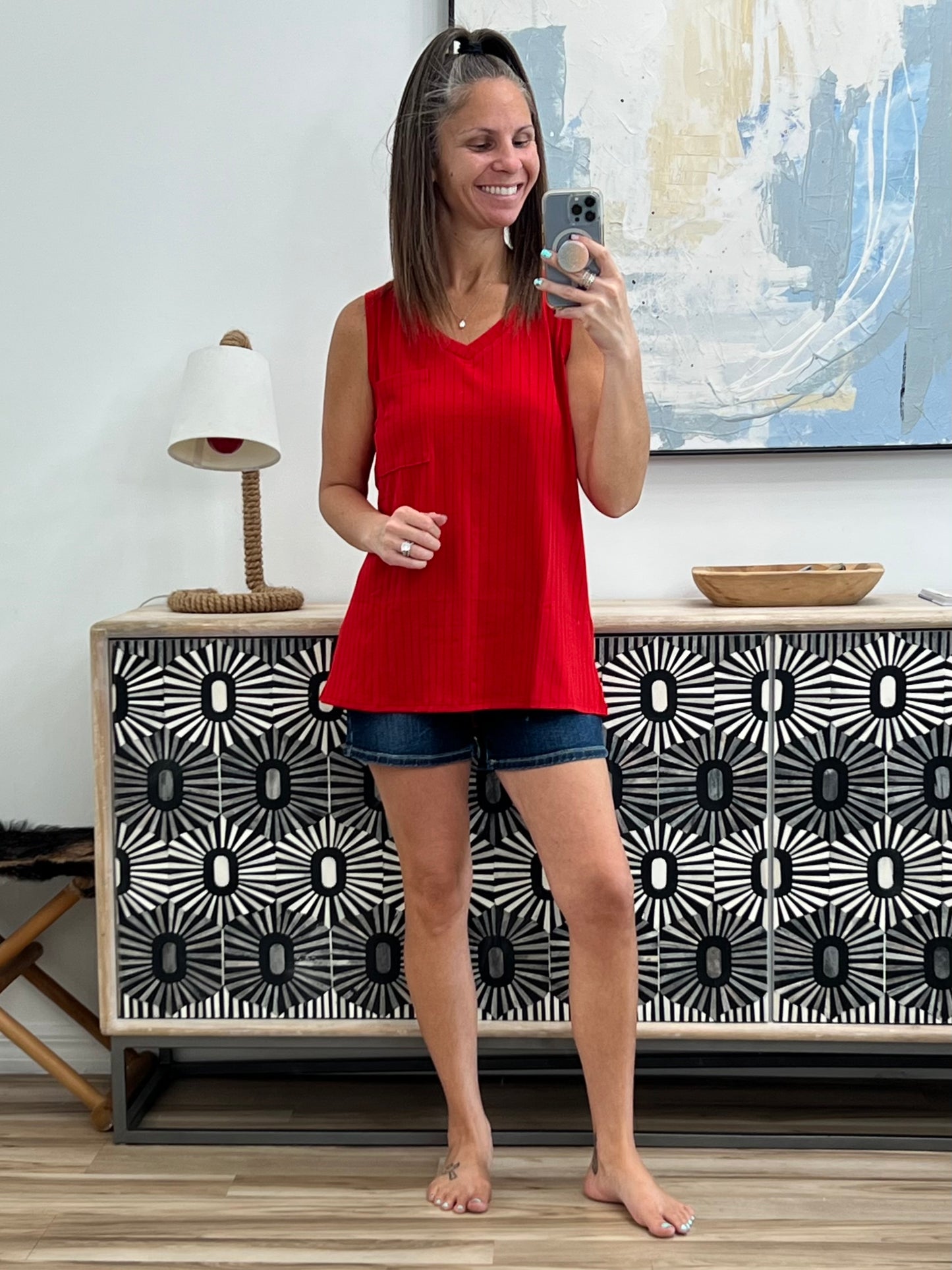Just Give In Ribbed Knit Tank in Red