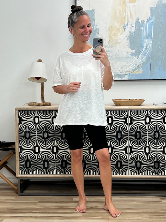 Just Like That Relaxed Heather Tee in Ivory