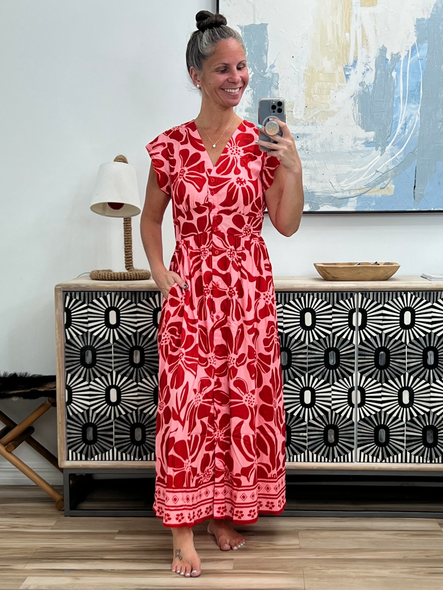 Just Yesterday Front Button Down Dress