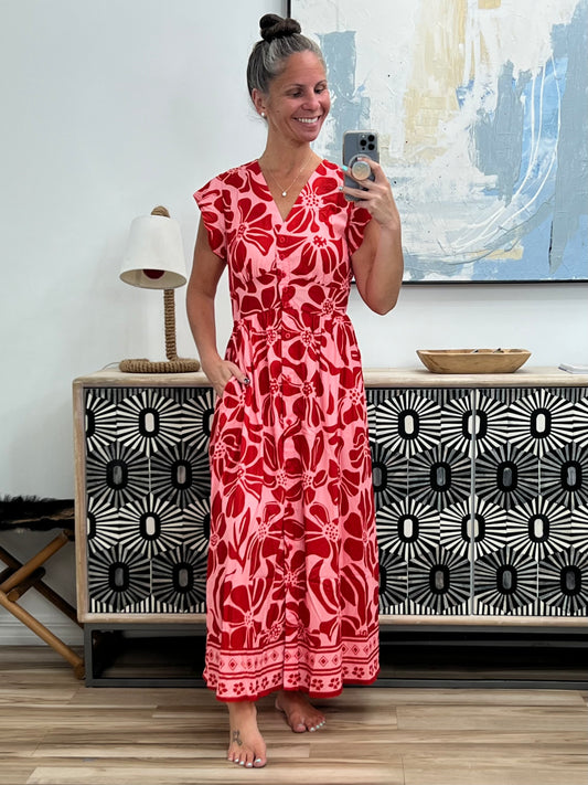 Just Yesterday Front Button Down Dress