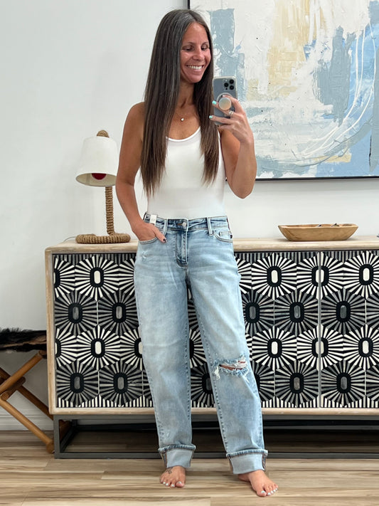 Alex Mid Rise Boyfriend Jean with Bandana Loop