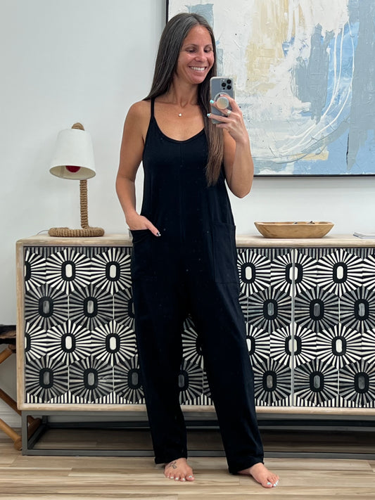Totally Me Spaghetti Strap Jumpsuit in Black