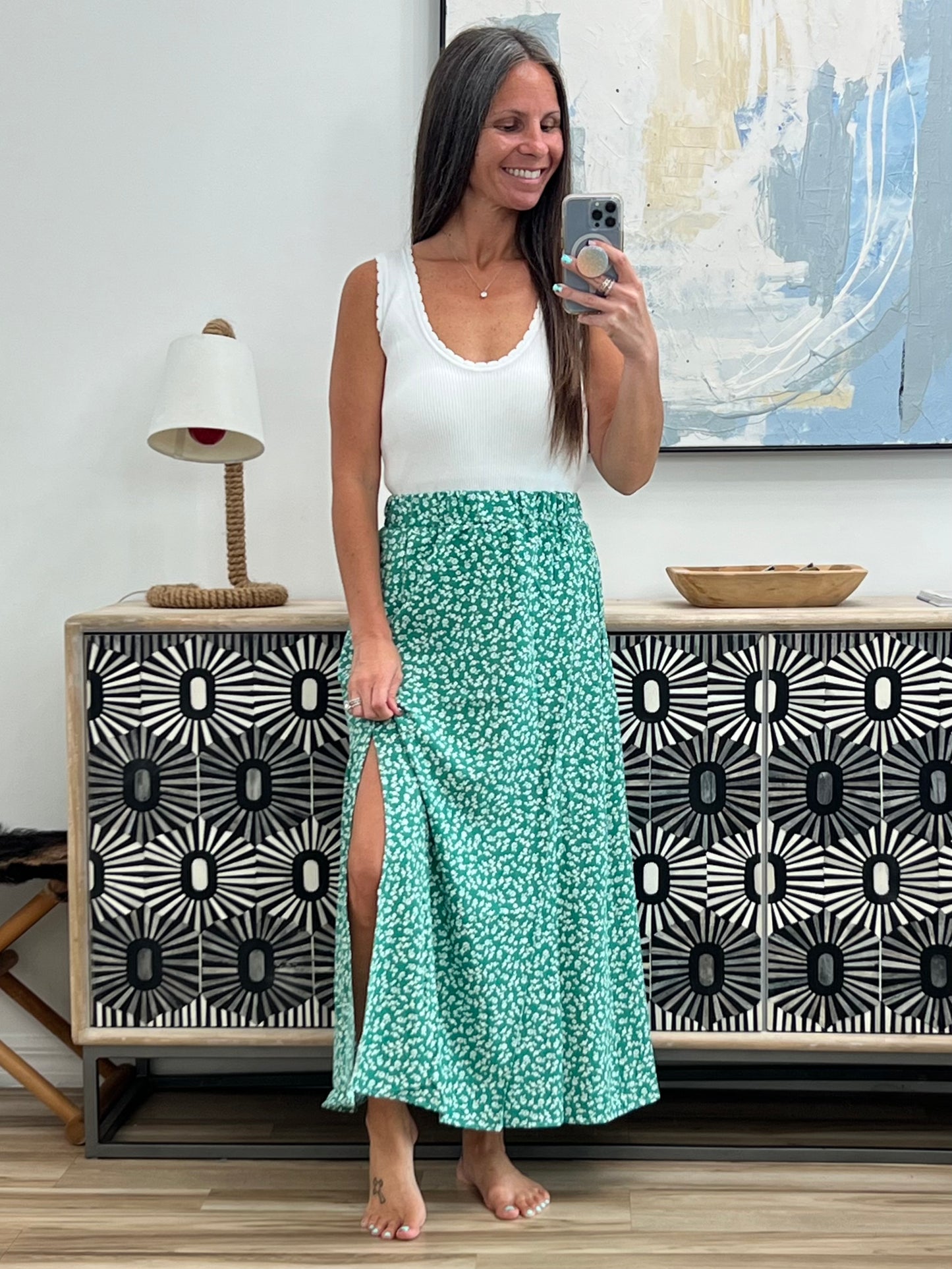 Slit Printed Skirt