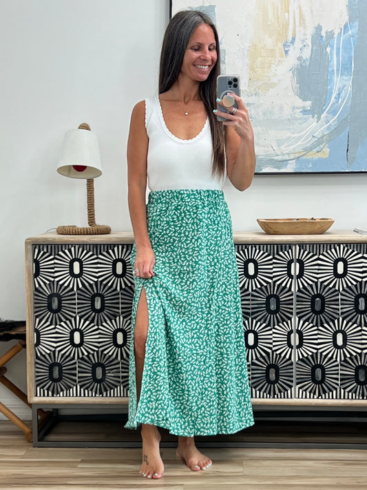 Slit Printed Skirt