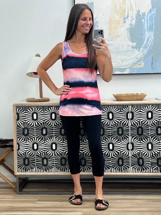 Tie-Dye Scoop Neck Wide Strap Tank